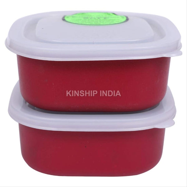 Kariox Microwave Safe Stainless Steel Square Lunch Containers for Office/Home Set of 2 (350 ML Approx) Ideal For Kids & Adults (RED) 1 Kariox Microwave Safe Stainless Steel Square Lunch Containers for Office/Home Set of 2 (350 ML Approx) Ideal For Kids & Adults (RED)